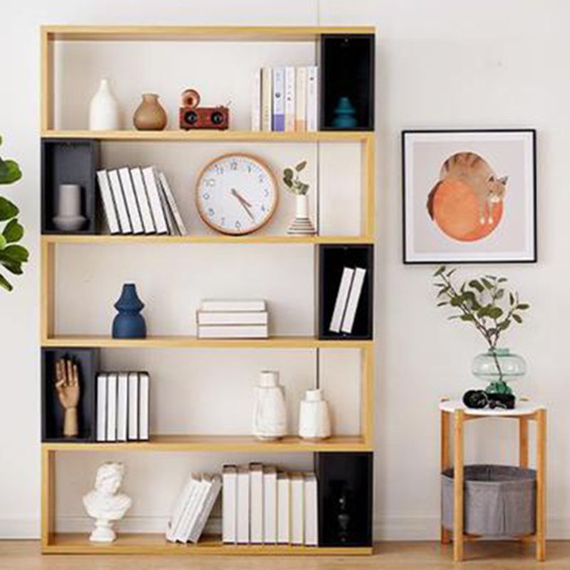 Modern geometry Bookshelf Multi Shelfs Open Back Bookcase in Natural Clearhalo 'Bookcases' 'furn' 'furn_bookcases' 'Furniture' 'Office Furniture' 1200x1200_cd443b0e-bc45-4cee-a7bf-1574b1401ed3
