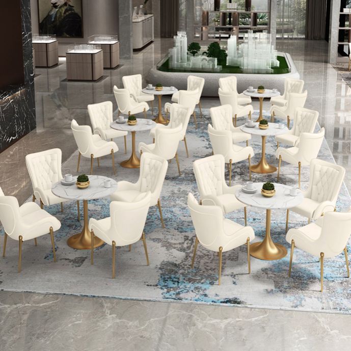 1/3/4/5 Pcs Glam Style Dining Room Set with Round Table and Metal Base Dining Set Clearhalo 'Dining Room Sets' 'Dining Tables & Seating' 'dining_room_set' 'furn' 'furn_dining_room_set' 'Furniture' 'furniture_dining_room_set' 'Kitchen & Dining Furniture' 'kitchen&dining_furn' 'kitchen' 1200x1200_cd44ca1f-6be2-4cbe-b932-8c34176c3e46