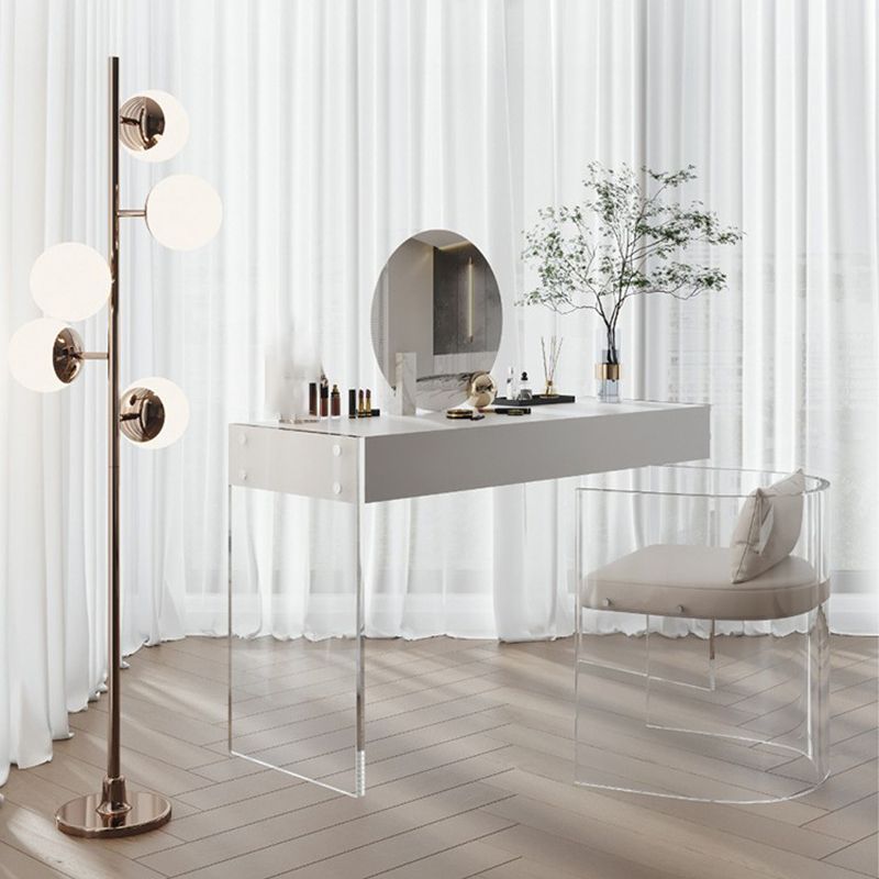 Mirrored Wood Makeup Dressing Table Modern Style Stool Set in White Clearhalo 'Bedroom Furniture' 'furn' 'furn_makeup_vanities' 'Furniture' 'Makeup Vanities' 'makeup_vanities' 1200x1200_cd483b27-f472-494b-835a-08ab957a1d76