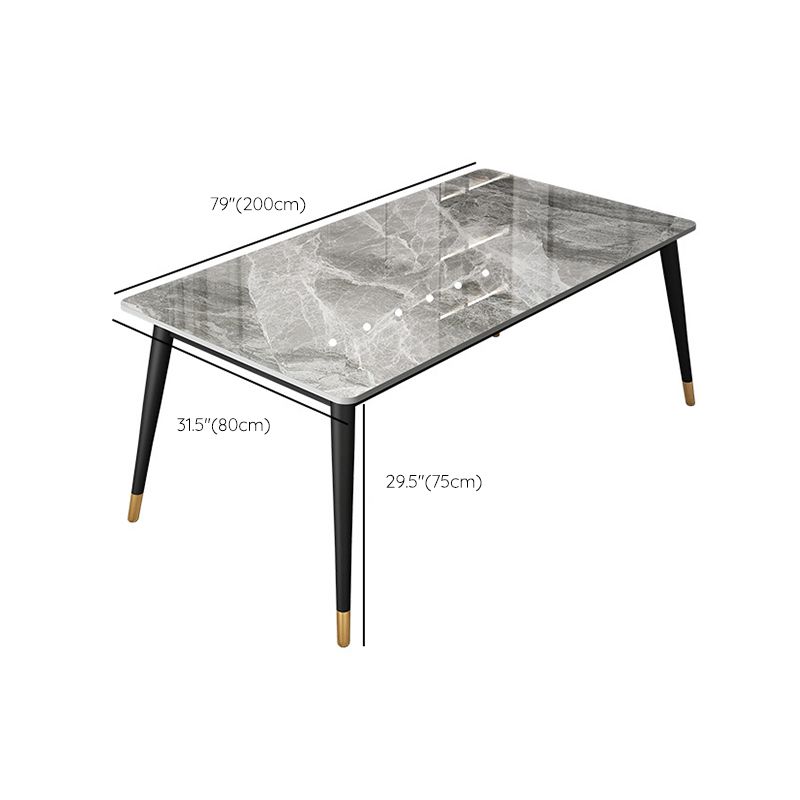 Modern Dining Table Black Frame Stone Dining Table for Dinner Room Clearhalo 'Dining Tables & Seating' 'Dining Tables' 'dining_table' 'furn' 'furn_dining_table' 'Furniture' 'Kitchen & Dining Furniture' 1200x1200_cd48c8cc-8dcb-47c6-b5a1-b5ba363894cb