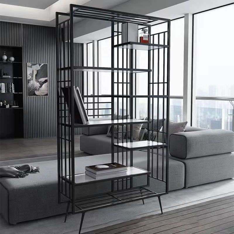 Modern Bookcase Metal Open Back Bookshelf with Shelves for Living Room