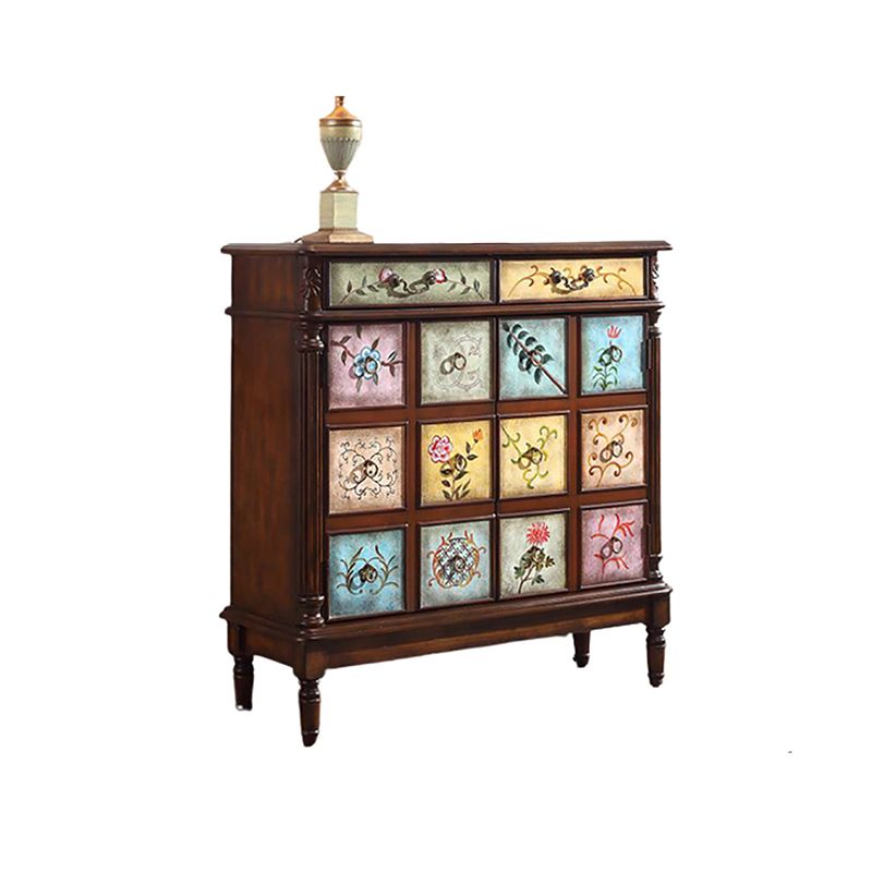 Industrial Solid Wooden Accent Cabinet with 2 Drawers and 2 Doors