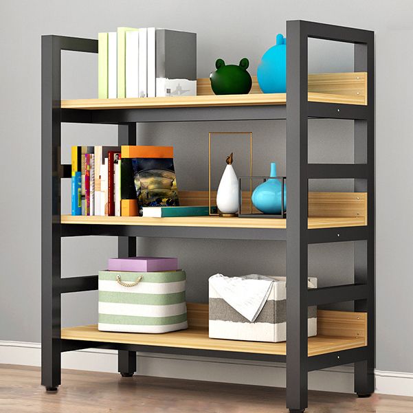 Modern Style Bookshelf Black Frame and Wood Bookcase for Office Clearhalo 'Bookcases' 'furn' 'furn_bookcases' 'Furniture' 'Office Furniture' 1200x1200_cd4af400-7fd2-47f8-9da4-27b6dbd0c3a4