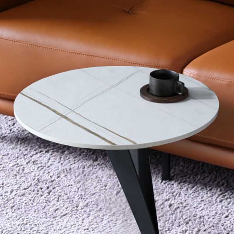Marble Top End Table Mental Pedestal Sofa Side End Table for Living Room Clearhalo 'Coffee & Accent Tables' 'End & Side Tables' 'end_side_table' 'end_side_tables' 'furn' 'furn_end_side_tables' 'Furniture' 'furniture_end_side_table' 'Living Room Furniture' 1200x1200_cd4b4f2b-884e-49b6-9176-666a89995364