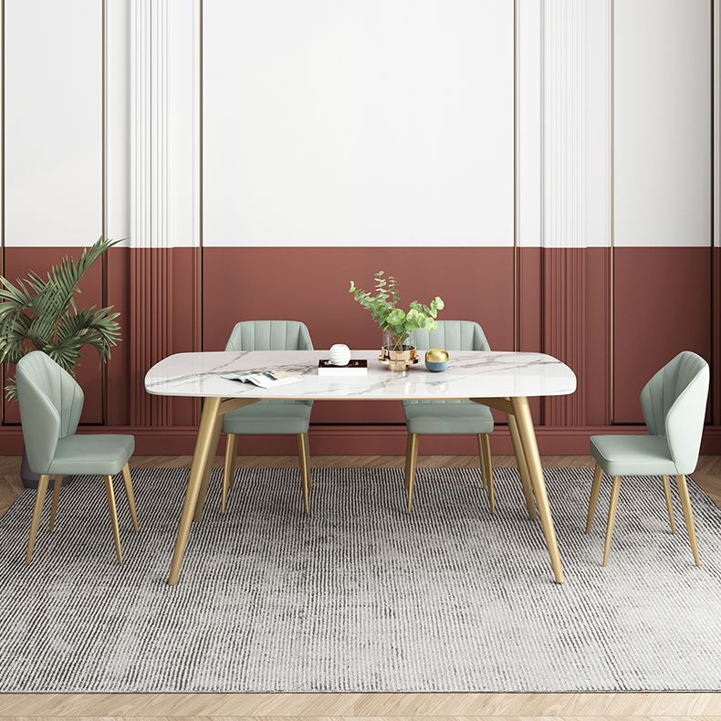 Mesa de comedor fijo rectángulo Mesa de cocina de piedra sinterizada de lujo