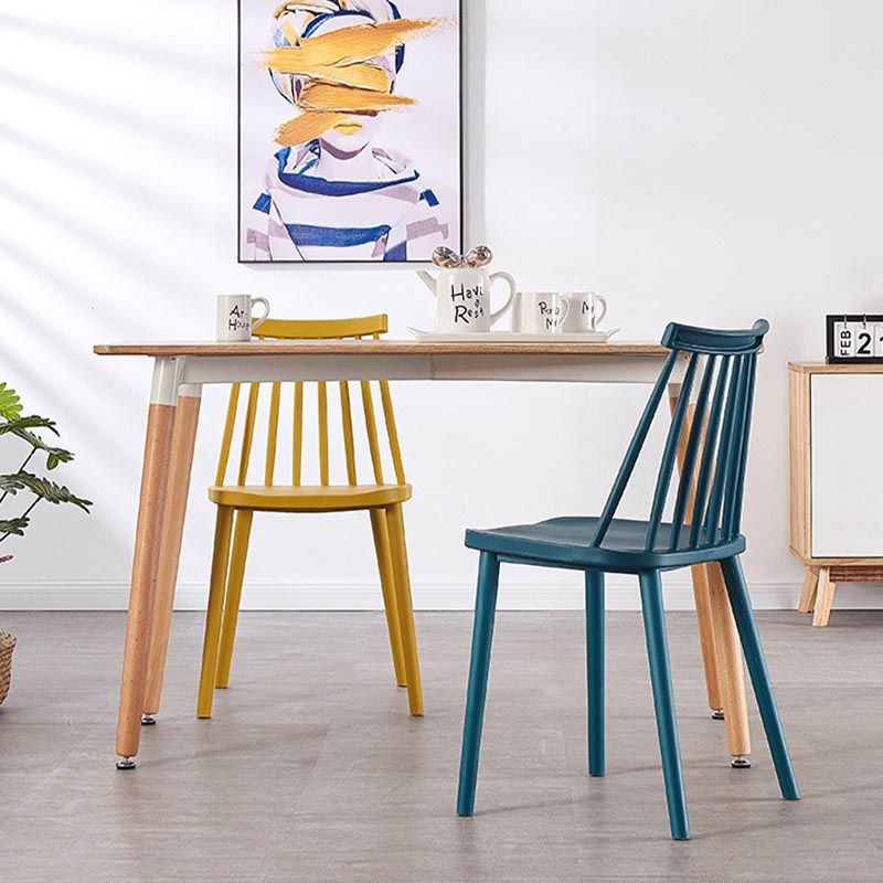 Contemporary Plastic Dining Chair Slat Back Side Chair in Matte Finish for Home Clearhalo 'Dining Chairs' 'Dining Tables & Seating' 'dining_chair' 'furn' 'furn_dining_chair' 'Furniture' 'Kitchen & Dining Furniture' 1200x1200_cd4bc960-1275-4a6c-9182-fa90c5ae4754