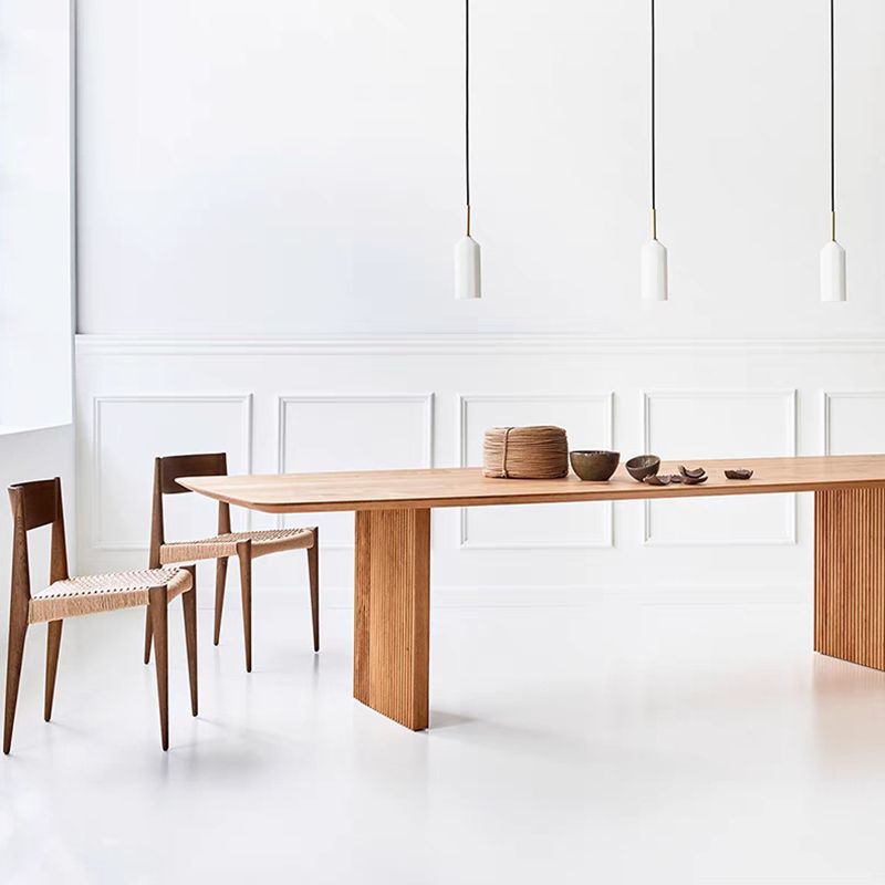 Solid Wood Simplicity Dining Table Wood Double Pedestal Table for Dining Room Clearhalo ' dining_table' 'Dining Tables & Seating' 'Dining Tables' 'Furniture' 'furniture_dining_table' 'Kitchen & Dining Furniture' 'kitchen&dining_furn' 'kitchen' 'kitchen_dining_table' 1200x1200_cd4bd606-b69e-4028-b449-13b8b915eb5f