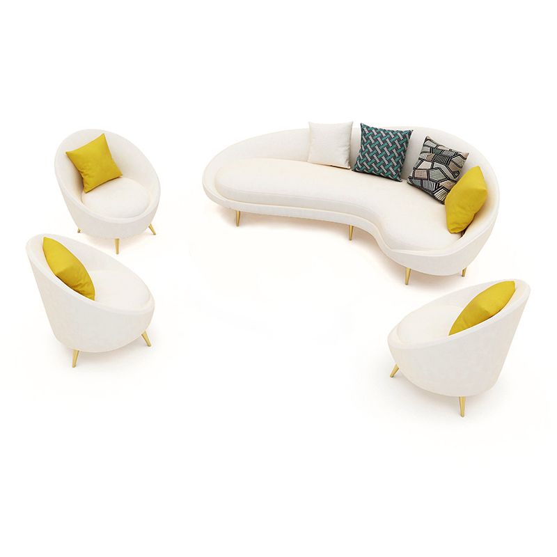 Velvet Sloped Arm Sofa Contemporary Curved Sofa for Living Room, Apartment