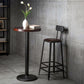 Industrial Armless Counter Stool Iron Bar Stool with Leather Cushion and Footrest