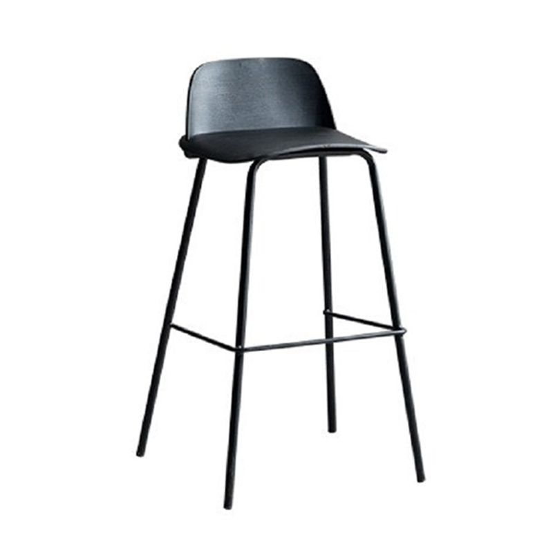 Plastic Scandinavian Bar Stools Low Back Barstool with 4 Iron Legs