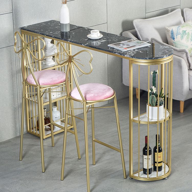 Gold Glam Style Table in Faux Marble Bar Table with Metal Base for Kitchen Clearhalo 'Bar Furniture' 'Bar Tables' 'bar_tables' 'furn' 'furn_bar_tables' 'Furniture' 'furniture_bar_tables' 'Kitchen & Dining Furniture' 1200x1200_cd4e9d54-37ef-4b02-809d-434b5bdaa048