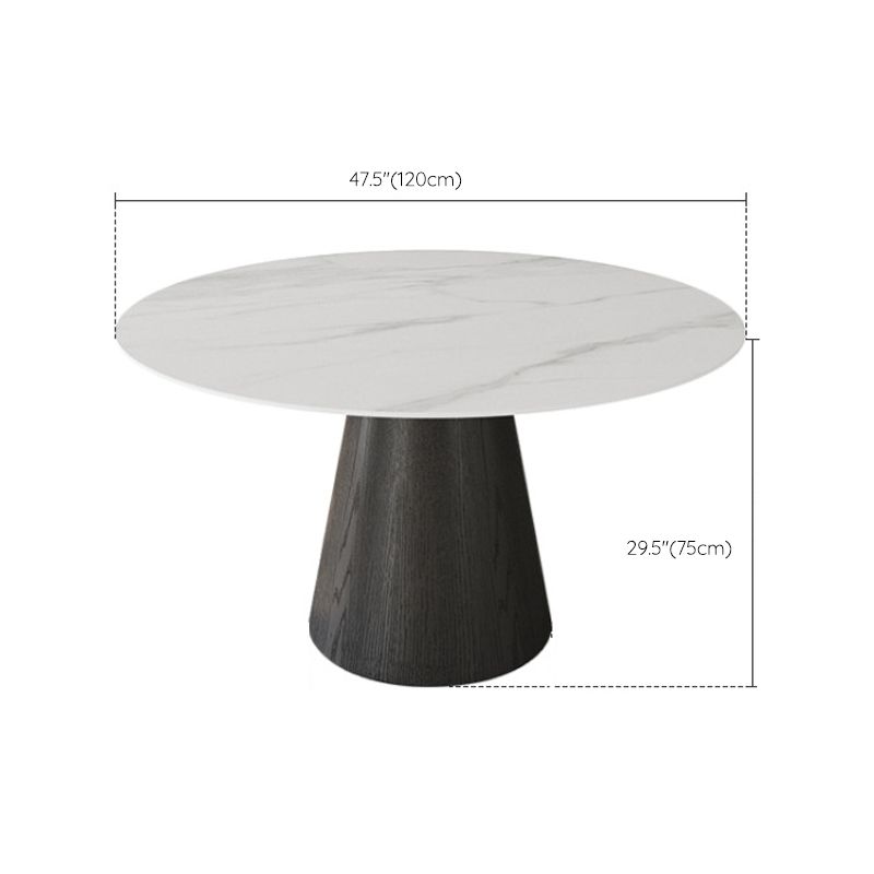 Modern Pedestal Casual Dining Table Round Dining Table with Ash Wood Base