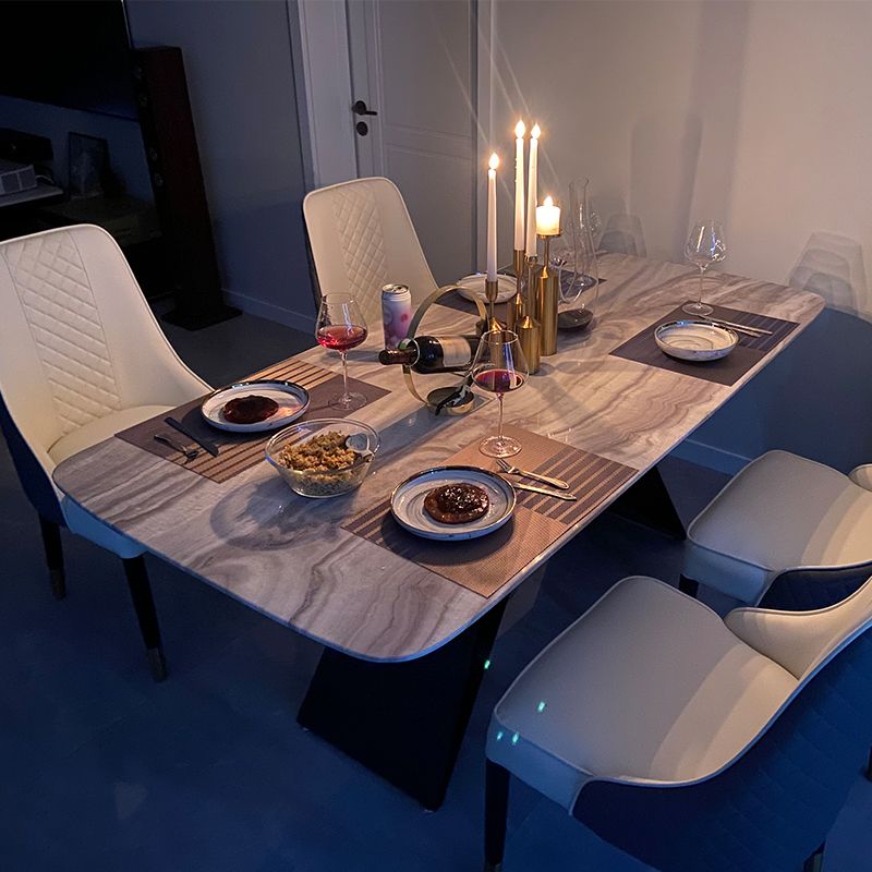 Metal Traditional Luxury Rectangular Table Sintered Stone Table for Dining Room and Kitchen Clearhalo ' dining_table' 'Dining Tables & Seating' 'Dining Tables' 'furn' 'furn_dining_table' 'Furniture' 'furniture_dining_table' 'Kitchen & Dining Furniture' 'kitchen&dining_furn' 'kitchen' 'kitchen_dining_table' 1200x1200_cd504b36-ddee-4050-bf31-e3e87be114ab