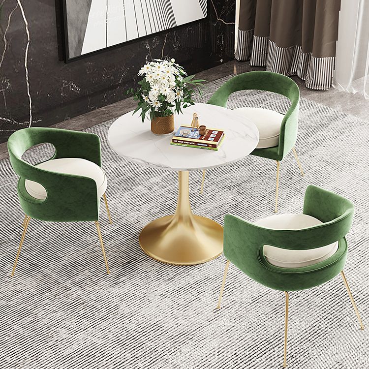 Round Tulip Base Glam Dining Table White Fixed Table of Sintered Stone Clearhalo ' dining_table' 'Dining Tables & Seating' 'Dining Tables' 'furn' 'furn_dining_table' 'Furniture' 'furniture_dining_table' 'Kitchen & Dining Furniture' 'kitchen&dining_furn' 'kitchen' 'kitchen_dining_table' 1200x1200_cd505e58-328a-4d91-9c9d-68170f10dae5