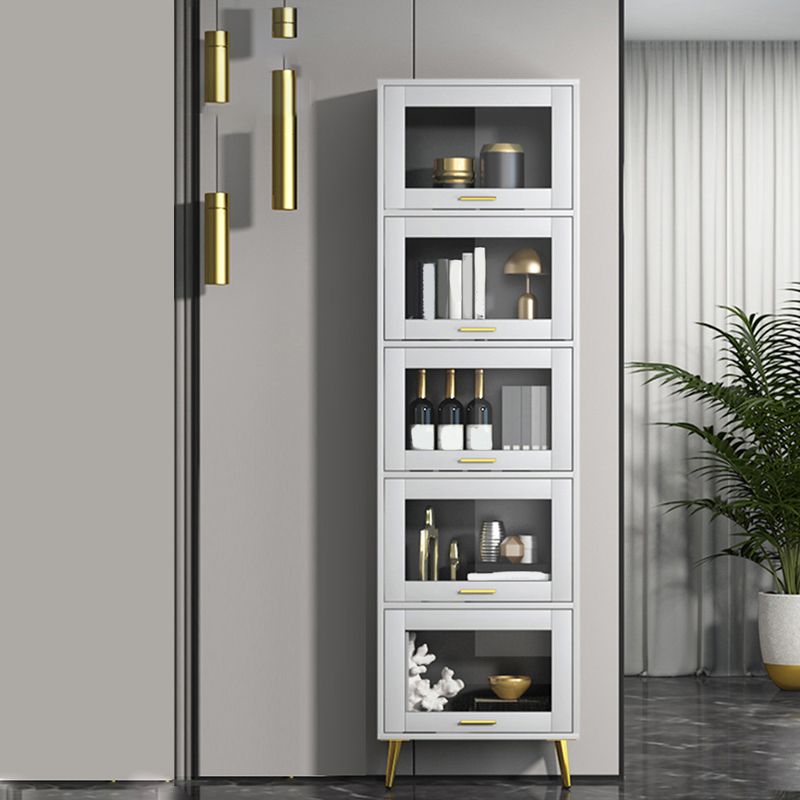 Glam Champagne/White Closed Back Standard Wood Shelf Bookcase for Living Room Clearhalo 'Bookcases' 'furn' 'furn_bookcases' 'Furniture' 'Office Furniture' 1200x1200_cd512a76-4e6c-4649-926f-c664fbb89904
