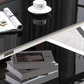 Rectangle Glass Top Coffee Table Stainless Steel Frame with Storage