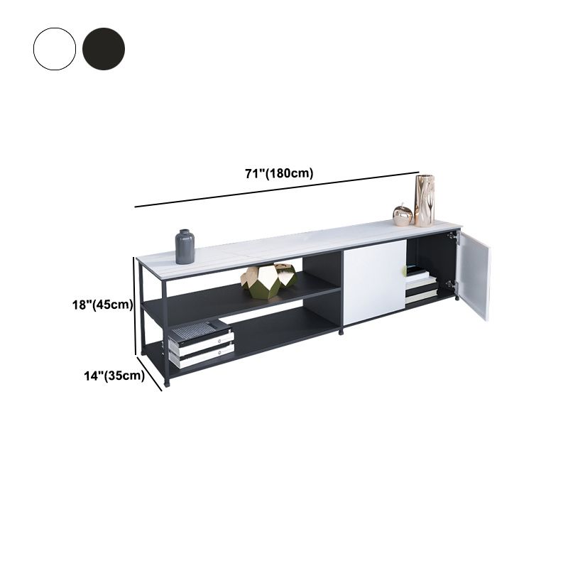 Modern Stone/Iron Top TV Stand 2-Open Shelf TV Console with Storage Clearhalo 'furn' 'furn_tv_stands_entertainment_centers' 'Furniture' 'Living Room Furniture' 'TV Stands & Entertainment Centers' 'TV Stands & Media Storage Furniture' 'tv_stands_entertainment_centers' 1200x1200_cd53feea-b117-45ee-bb32-a82ecd8a585c