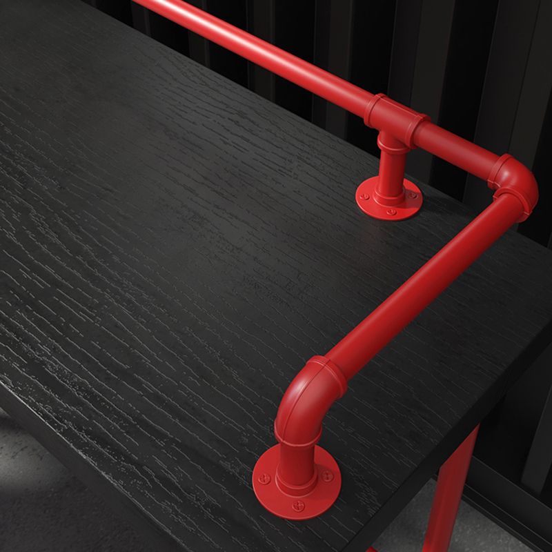 Industrial Wood Bar Table with Rectangle Table Top Red Trestle Table - 45.28" H Clearhalo 'Bar Furniture' 'Bar Tables' 'bar_tables' 'furn' 'furn_bar_tables' 'Furniture' 'furniture_bar_tables' 'Kitchen & Dining Furniture' 1200x1200_cd54220c-7990-42f2-a27a-cc52ca142e31