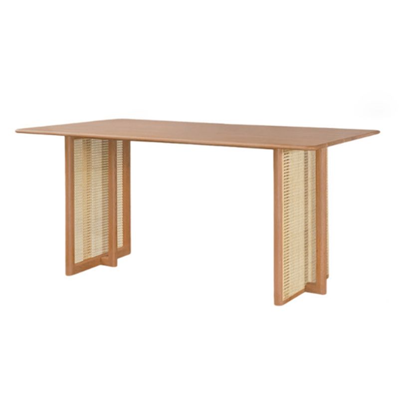 Rectangle Brown Dining Table Solid Wood Dining Table with Double Pedestal Base Clearhalo ' dining_table' 'Dining Tables & Seating' 'Dining Tables' 'furn' 'furn_dining_table' 'Furniture' 'furniture_dining_table' 'Kitchen & Dining Furniture' 'kitchen&dining_furn' 'kitchen' 'kitchen_dining_table' 1200x1200_cd54835e-d4b0-42d1-b1b1-6c432fa5180f
