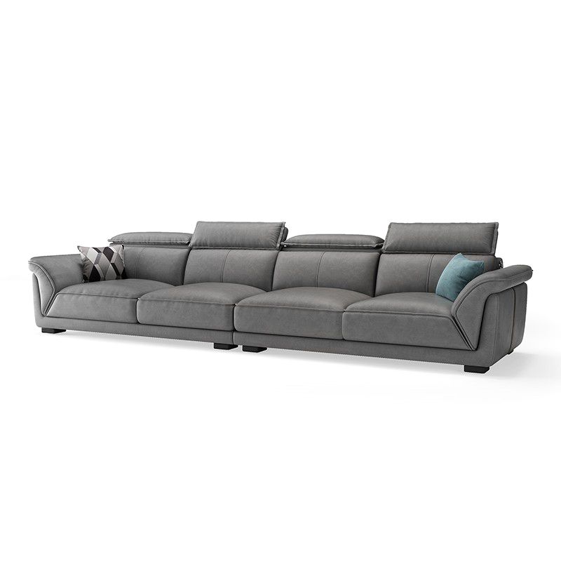 Sofá de cuero sintético gris y chaise moderna bizcho