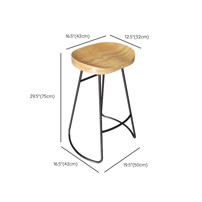 Contemporary Dining Stools Solid Wood Bar Stools with Footrest