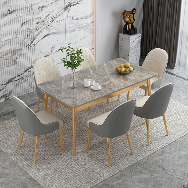 Modern 4 Legs Dining Table Stone Table for Dining Room Kitchen Clearhalo 'Dining Tables & Seating' 'Dining Tables' 'dining_table' 'furn' 'furn_dining_table' 'Furniture' 'Kitchen & Dining Furniture' 1200x1200_cd575666-b71c-4872-a0ec-fd915fe2de64