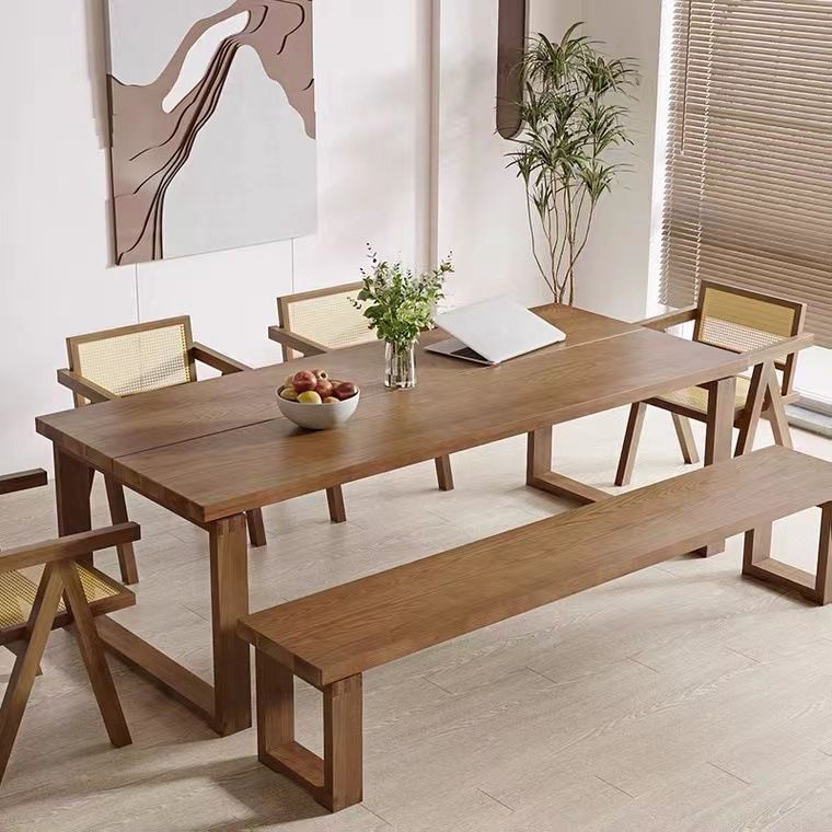 Pine Solid Wood Dining Table Rectangle Modern Dining Table with Sled Base