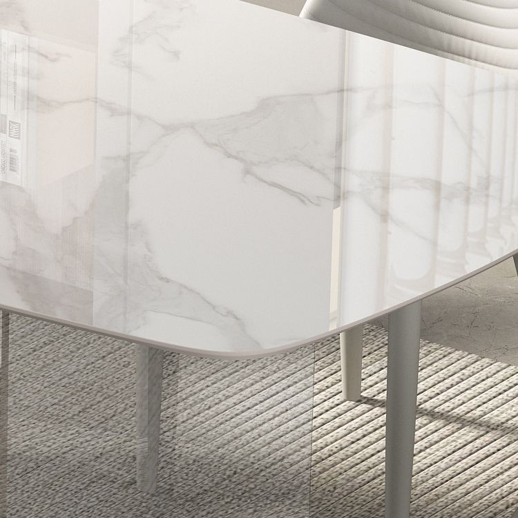 Ensemble de table à manger en pierre fritte du rectangle contemporain 1/3/4/5/6 pièces de restauration