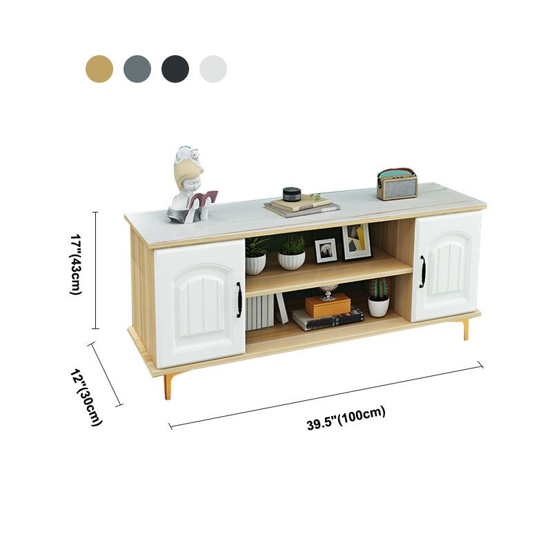 Console TV in legno moderno Console Open Storage TV con 2 porte, 12 "D x 17" H