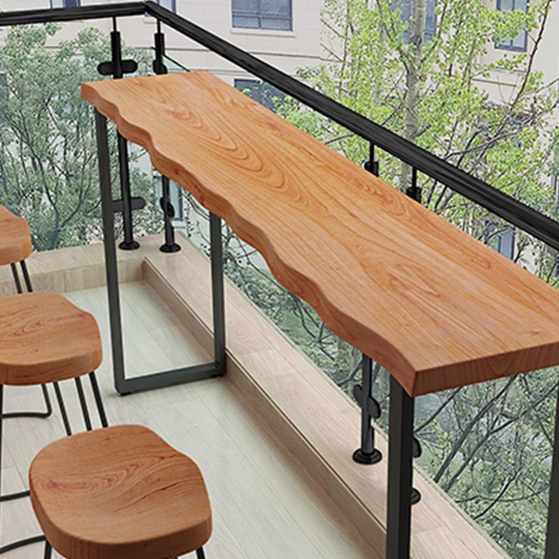 Brown Modern Style Table Pine Wood and Iron Coffee Shop Bar Table, Only Table Clearhalo 'Bar Furniture' 'Bar Tables' 'bar_tables' 'furn' 'furn_bar_tables' 'Furniture' 'furniture_bar_tables' 'Kitchen & Dining Furniture' 1200x1200_cd5c266e-4911-45bd-8798-cc006d254f63