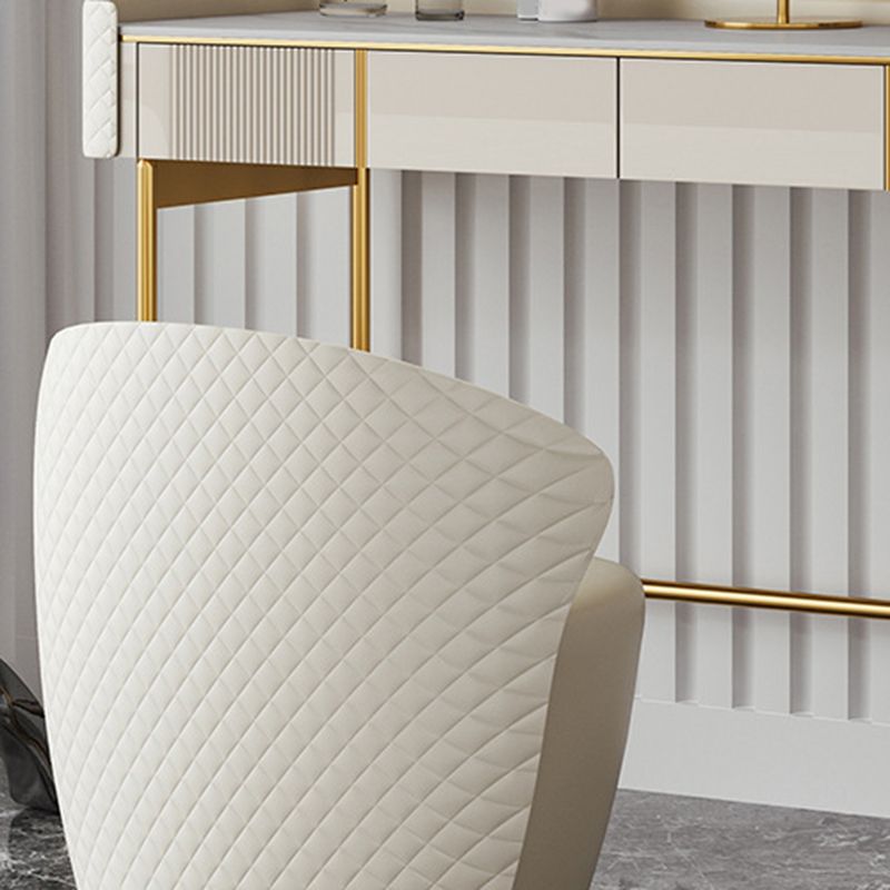 14.96" Wide Stone Makeup Counter Bright White Vanity Tables with Storage Drawers Clearhalo 'Bedroom Furniture' 'furn' 'furn_makeup_vanities' 'Furniture' 'Makeup Vanities' 'makeup_vanities' 1200x1200_cd5d0964-e95f-4739-a06f-0d92b3bd9a75