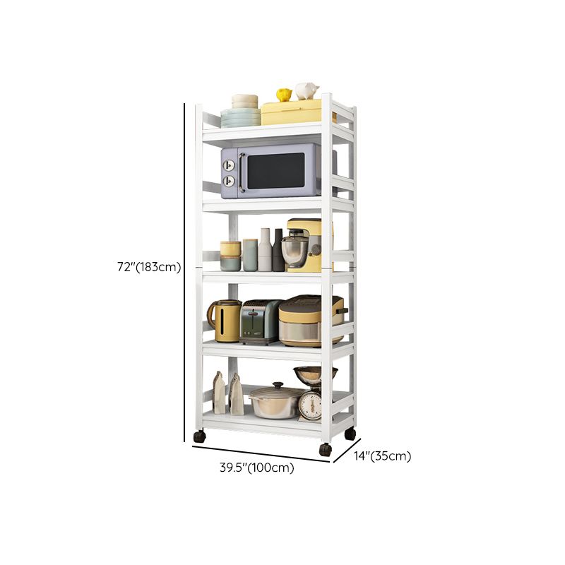 Mesa moderna de la isla de cocina de metal mesa de preparación de almacenamiento abierta en blanco