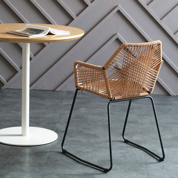 Industrial Design Open Back Dining Side Chairs Rattan Patio Dining Side Chair Clearhalo ' kitchen&dining_furn' 'Dining Chairs' 'Dining Tables & Seating' 'dining_chair' 'furn' 'furn_dining_chair' 'Furniture' 'furniture_dining_chair' 'Kitchen & Dining Furniture' 'kitchen' 1200x1200_cd5e415f-1718-4355-9be5-59abf7d0cb40