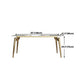 Luxury Sintered Stone Dining Table Rectangle White Table with Metal 4 Legs in Gold