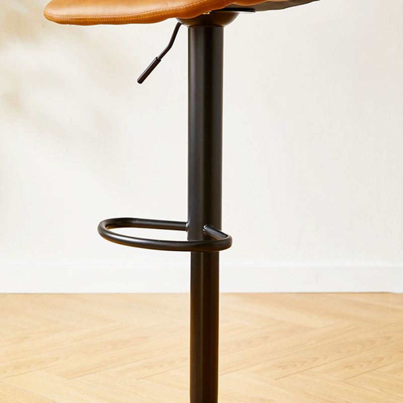 Industrial Style Bar Chair Adjustable Height Leather Seat Metal Leg for Counter Bar Clearhalo 'Bar Furniture' 'Bar Stools' 'bar_stools' 'furn' 'furn_bar_stools' 'furniture_bar_stools' 'Kitchen & Dining Furniture' 'kitchen&dining_furn' 'kitchen' 'kitchen_furn' Furniture' 1200x1200_cd6252e2-d25c-4c78-b198-864fd7b88d7d
