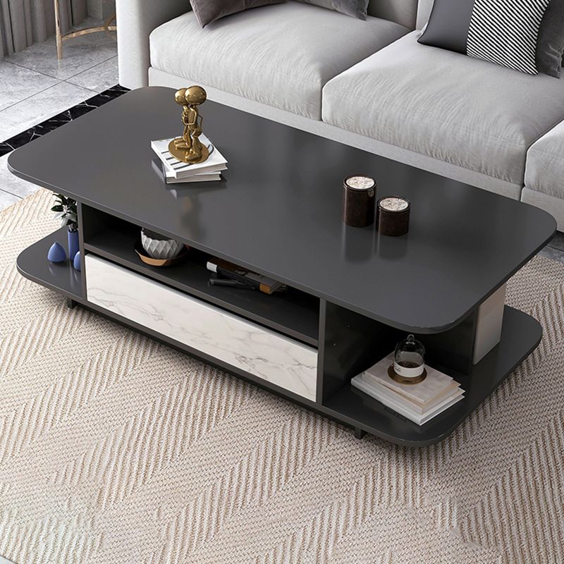 Scandinavian Coffee Table with Shelves and 1 Drawer Cocktail Table Clearhalo 'Coffee & Accent Tables' 'Coffee Tables' 'coffee_tables' 'furn' 'furn_coffee_tables' 'Furniture' 'Living Room Furniture' 1200x1200_cd633ed9-791d-412e-a6b2-3eba67eb55eb