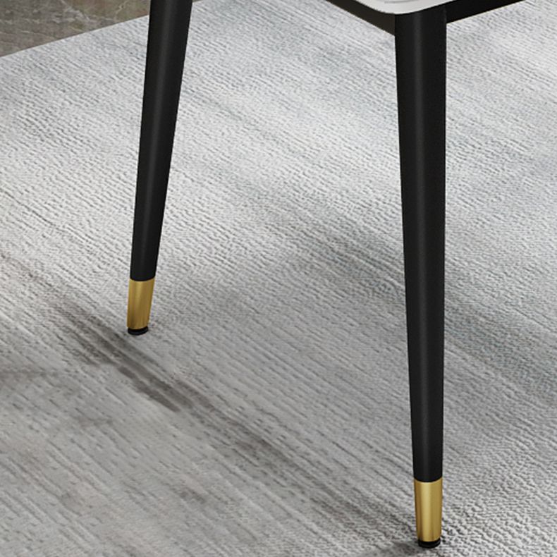 Rectangle Dining Table White and Gray Stone Modern Dining Table