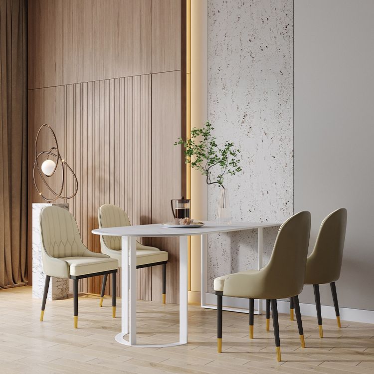 Contemporary Stone Dinner Table Double Pedestal Dining Room Table for Home Clearhalo ' dining_table' 'Dining Tables & Seating' 'Dining Tables' 'furn' 'furn_dining_table' 'Furniture' 'furniture_dining_table' 'Kitchen & Dining Furniture' 'kitchen&dining_furn' 'kitchen' 'kitchen_dining_table' 1200x1200_cd64439d-bb4d-40d0-b2a8-8af6f0e526bc