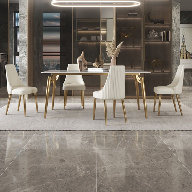 Traditional Luxury Dining Table White Sintered Stone 4 Legs Table with Gold Frame Clearhalo 'Dining Tables & Seating' 'Dining Tables' 'dining_table' 'furn' 'furn_dining_table' 'Furniture' 'furniture_dining_table' 'Kitchen & Dining Furniture' 'kitchen' 'kitchen_dining_table' 1200x1200_cd6725bb-caa3-4061-8456-ec59b06aba71