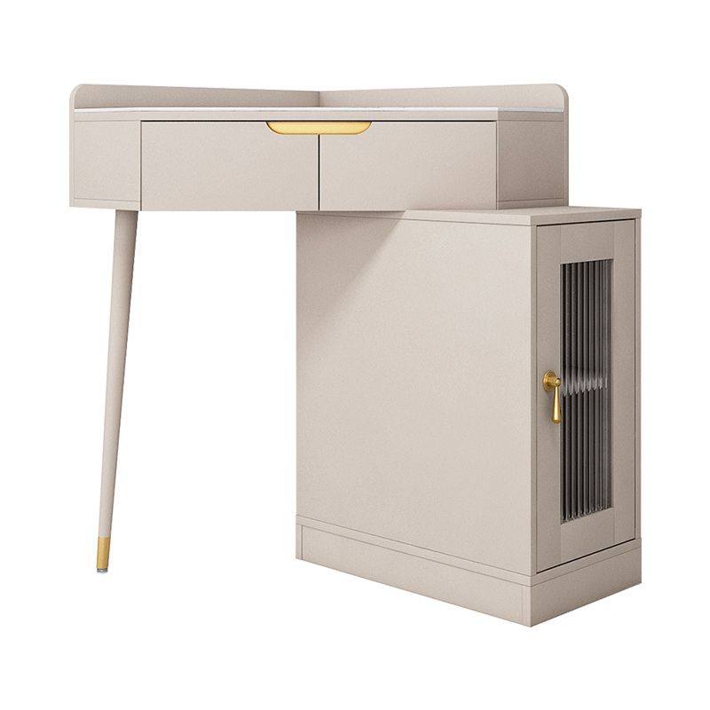 Glam White/Grey Makeup Vanity Desk Slate Top Vanity Makeup Table Set