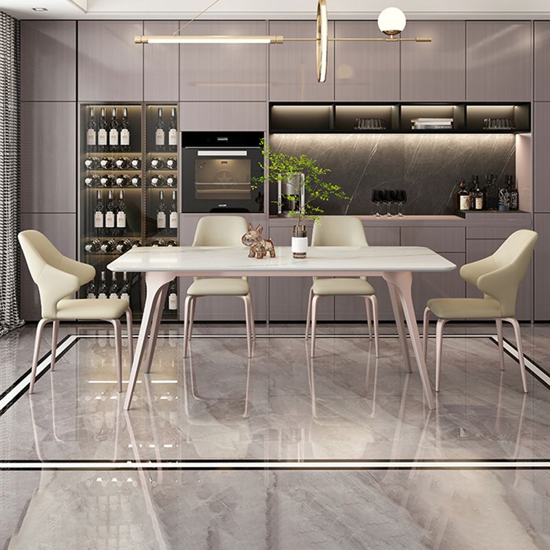 Stile moderno 1/4/5/6/7 pezzi tavolo da pranzo mobili in pietra rettangolo in bianco