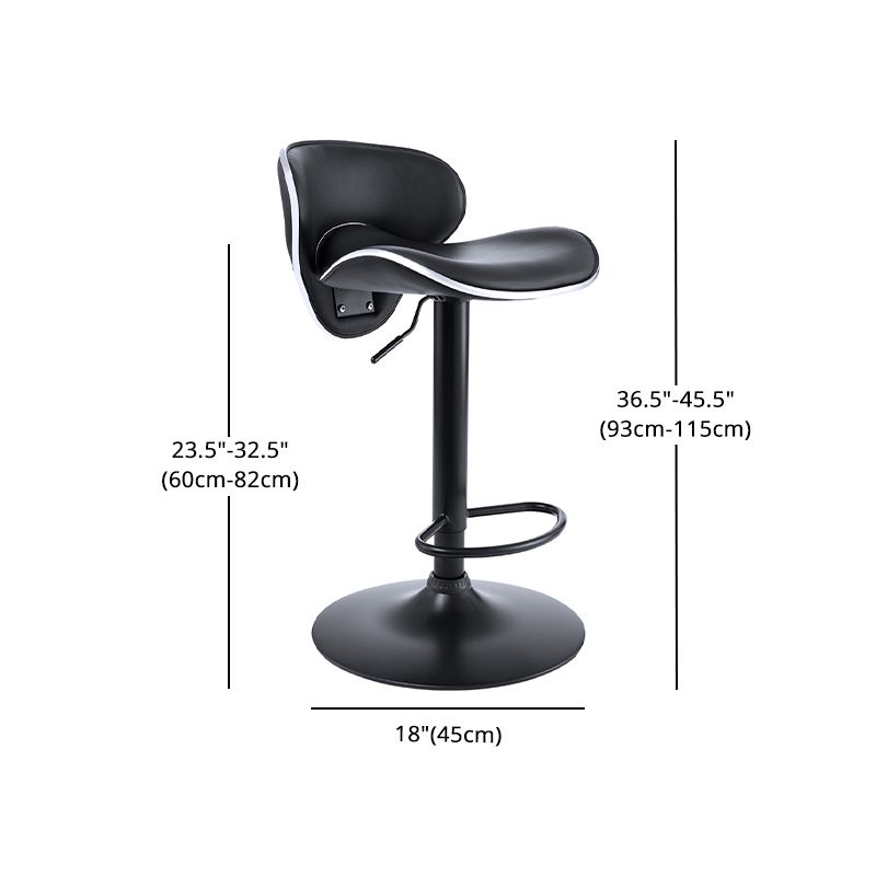 Adjustable Modern Counter Bar Stool Backrest Leather Bar Stool with Swivel in Black Clearhalo 'Bar Furniture' 'Bar Stools' 'bar_stools' 'furn' 'furn_bar_stools' 'furniture_bar_stools' 'Kitchen & Dining Furniture' 'kitchen&dining_furn' 'kitchen' 'kitchen_furn' Furniture' 1200x1200_cd6ad22e-5758-4427-afee-2b348884c5a4