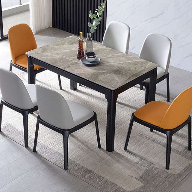 Contemporary Style Sintered Stone Dining Table 4 Legs Wood Base Rectangle Table for Home Clearhalo ' dining_table' 'Dining Tables & Seating' 'Dining Tables' 'furn' 'furn_dining_table' 'Furniture' 'furniture_dining_table' 'Kitchen & Dining Furniture' 'kitchen&dining_furn' 'kitchen' 'kitchen_dining_table' 1200x1200_cd6d32e0-02c2-436a-a819-76928d568293