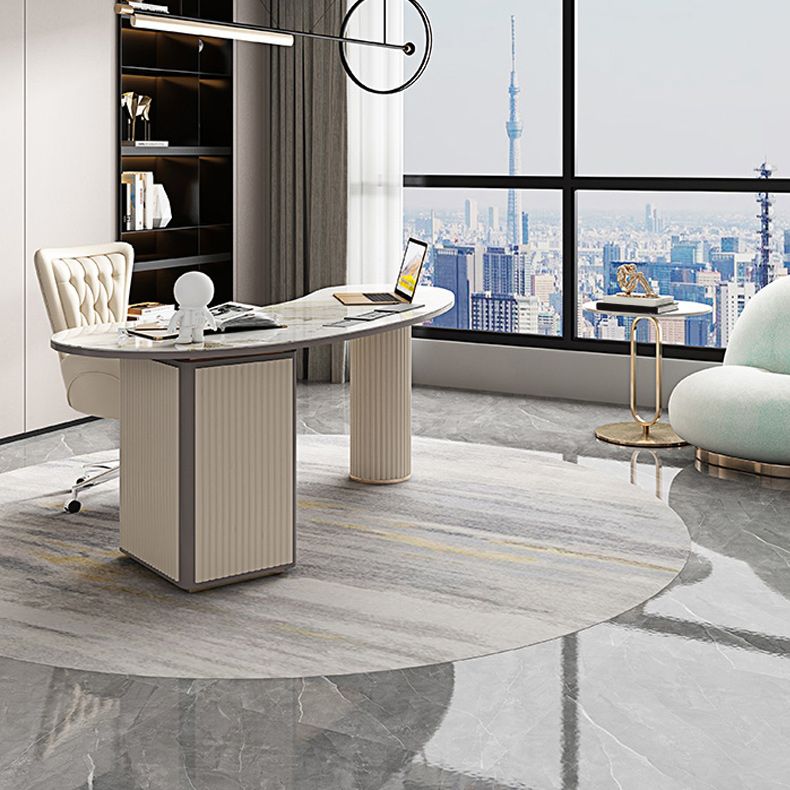 Glam Executive Desk Pedestal 3-drawer Cable Management Office Desk Clearhalo 'furn' 'furn_office_desk' 'Furniture' 'Office Desks' 'Office Furniture' 'office_desk' 1200x1200_cd6ee5ca-4700-4b1b-8b6c-dc47613e94fa