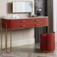 Luxurious Vanity Set 2 Storage Drawers with Mirror & Padded Stool in Red