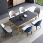 Glam Sintered Stone Home Table Gold Rectangle Dining Table with 4 Legs Clearhalo 'Dining Tables & Seating' 'Dining Tables' 'dining_table' 'furn' 'furn_dining_table' 'Furniture' 'furniture_dining_table' 'Kitchen & Dining Furniture' 'kitchen' 'kitchen_dining_table' 1200x1200_cd70b092-12d0-4bbf-ba5f-13a33f131b2e