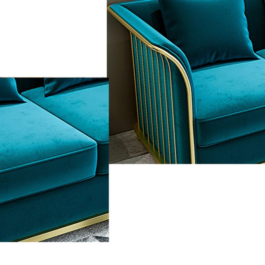 27,5 "H zeitgenössische Samt -Smoking -Armsofa mit Kissen für Wohnzimmer