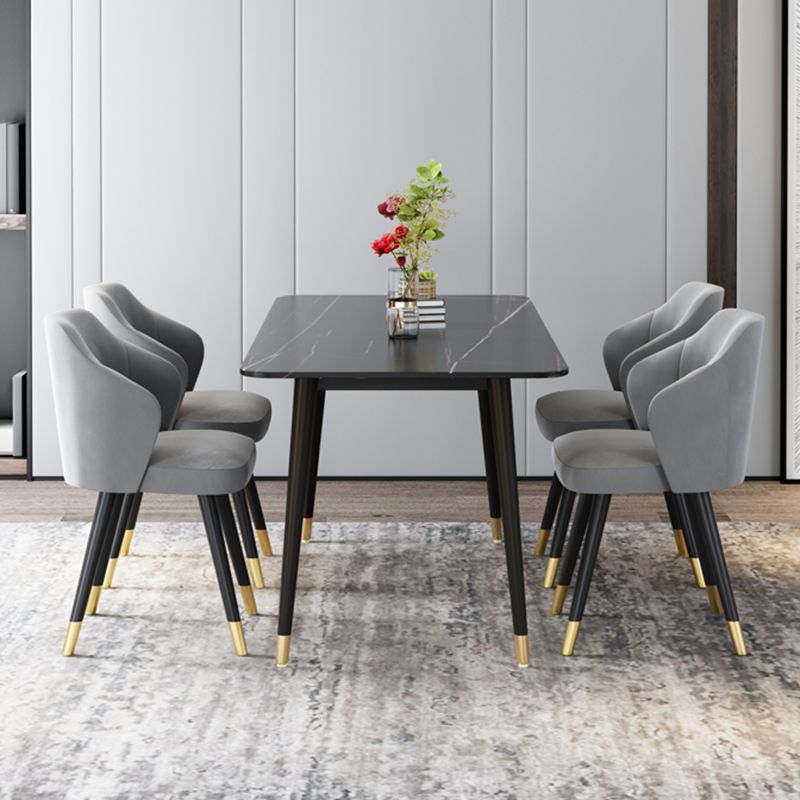 Metal and Stone Table Glam Style Minimalist Home Rectangular Dining Table Clearhalo 'Dining Tables & Seating' 'Dining Tables' 'dining_table' 'furn' 'furn_dining_table' 'Furniture' 'Kitchen & Dining Furniture' 1200x1200_cd767168-b371-41ec-b147-f5ca84d05d0a
