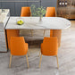 Stone White Top Dining Table Modern Dining Table with Double Pedestal Base Clearhalo 'Dining Tables & Seating' 'Dining Tables' 'dining_table' 'furn' 'furn_dining_table' 'Furniture' 'furniture_dining_table' 'Kitchen & Dining Furniture' 'kitchen' 'kitchen_dining_table' 1200x1200_cd776531-e967-47b1-9116-6068d634b66a
