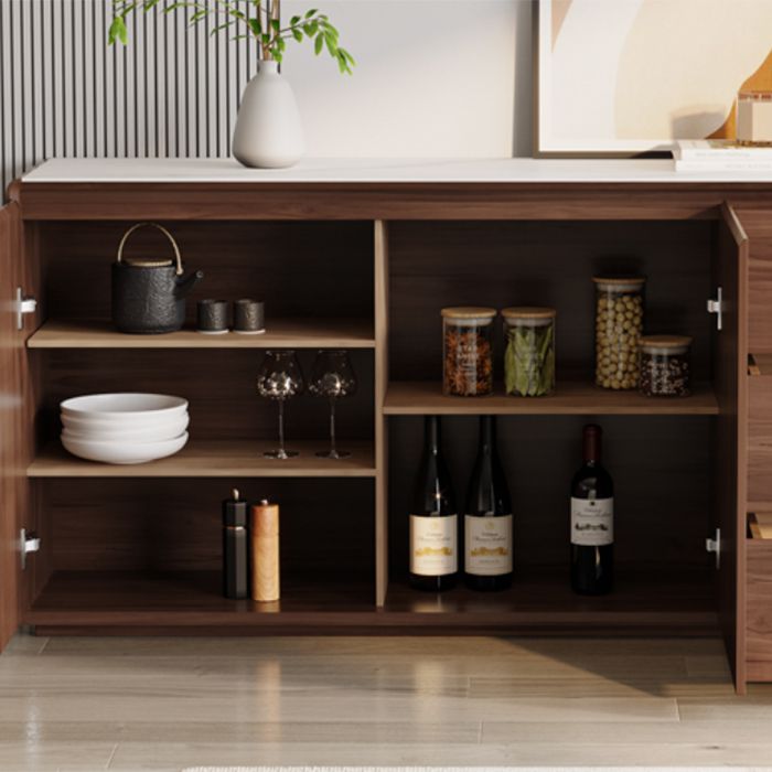Sideboard a buffet marrone con cassetti server per pranzo contemporanei
